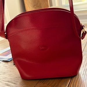 Vintage Pebble Red Leather Crossbody Bag